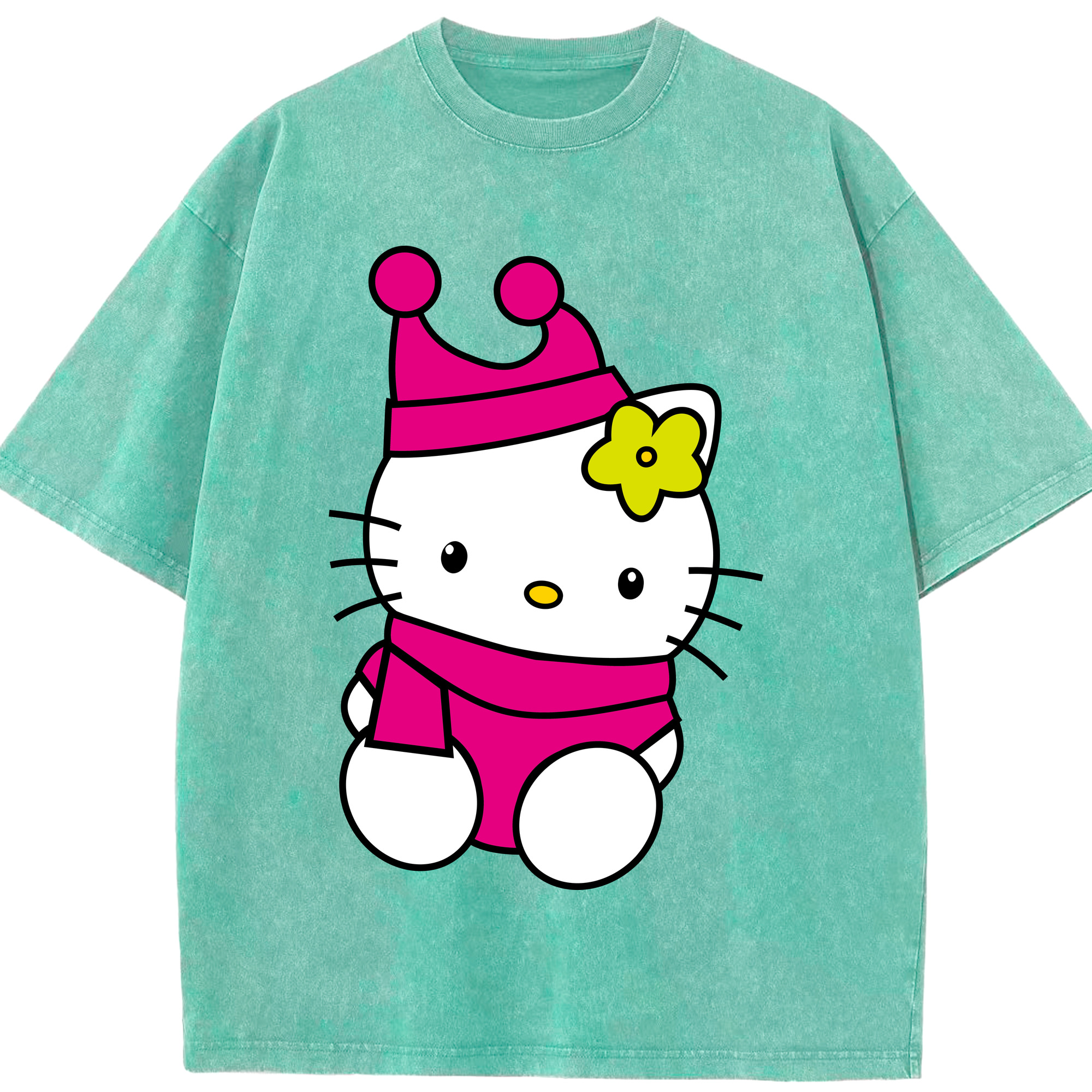 （画像用） Hello Kitty ハローキティ 綿100% ヴィンテージ風 半袖Tシャツ（フロントプリント）